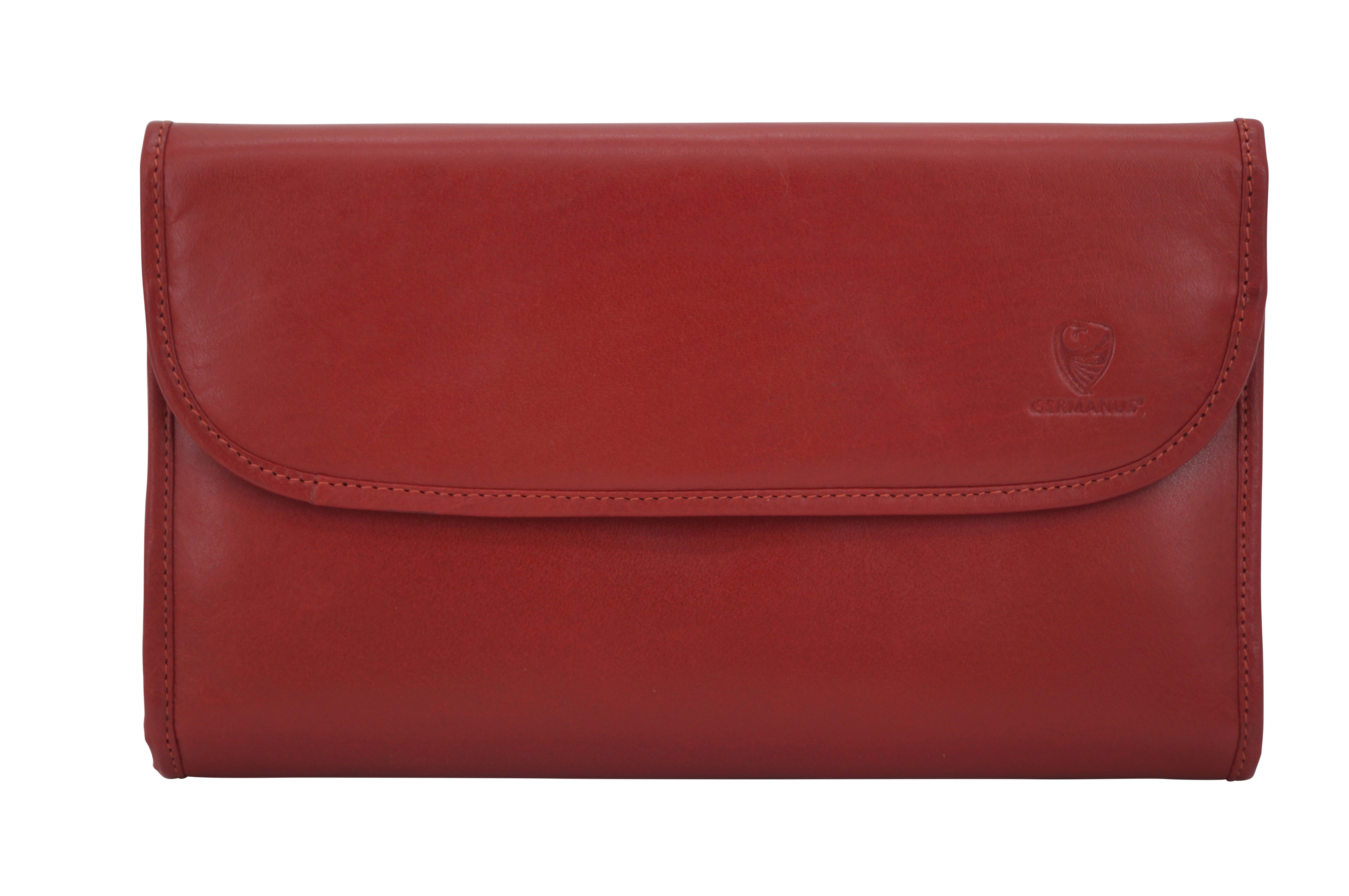 GERMANUS cosmetic bag Tomke toiletry bag make-up bag, leather, red